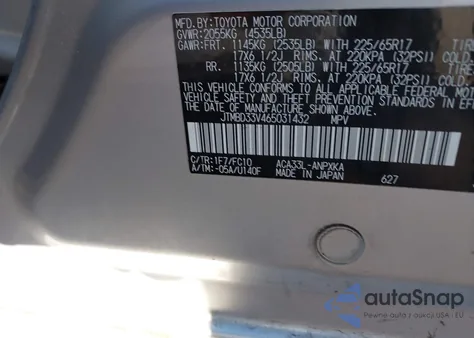 2006 Toyota Rav4 from USA, damaged, VIN JTMBD33V465031432
